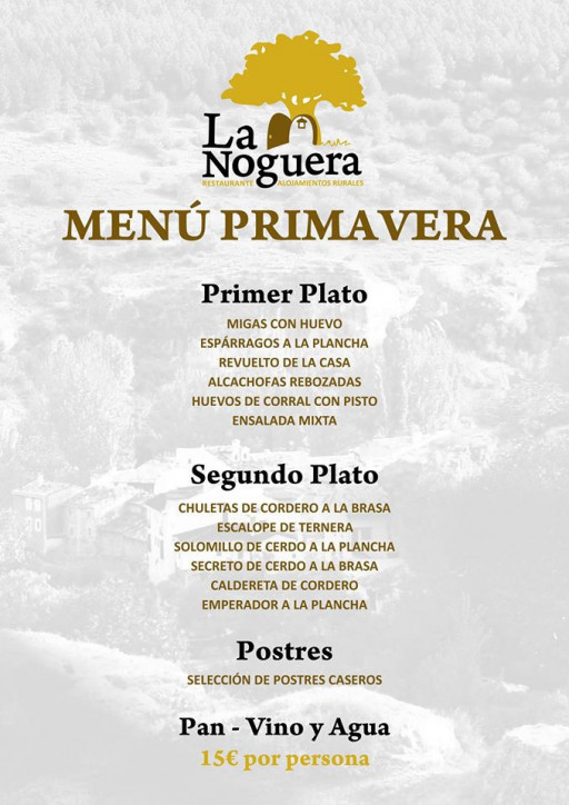 Menú de Primavera | La Noguera | Palomera